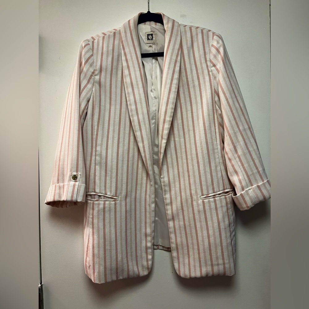 Pink and white striped blazer